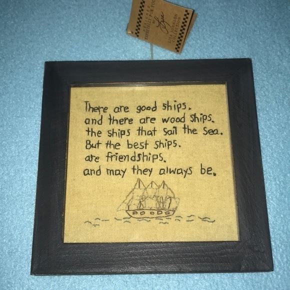 FRIENDSHIP Needlepoint framed with wood and glass - Picture 1 of 5